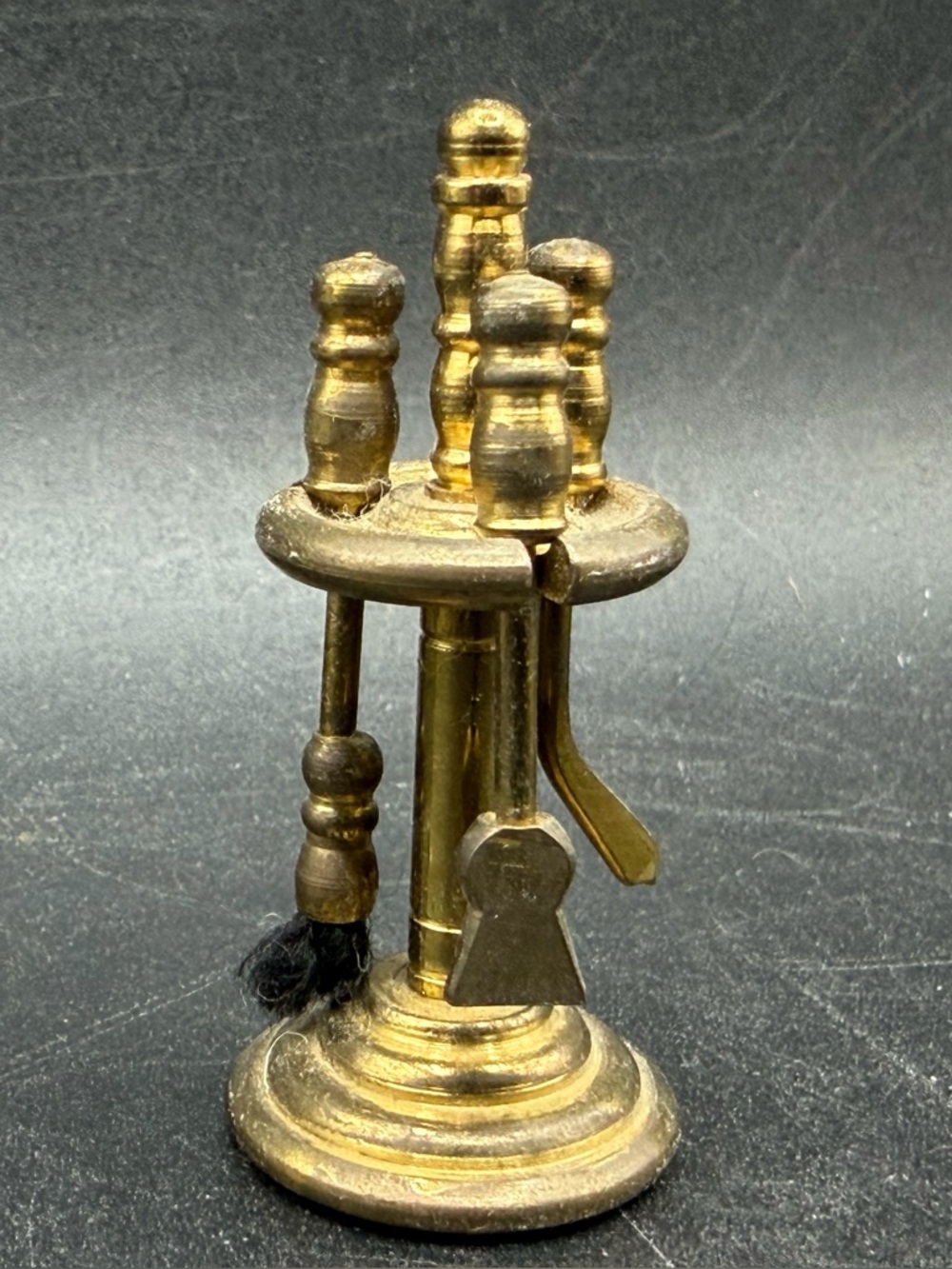 Vintage Brass Fireplace Tools Figurine Dollhouse Furniture Trinket Souvenir